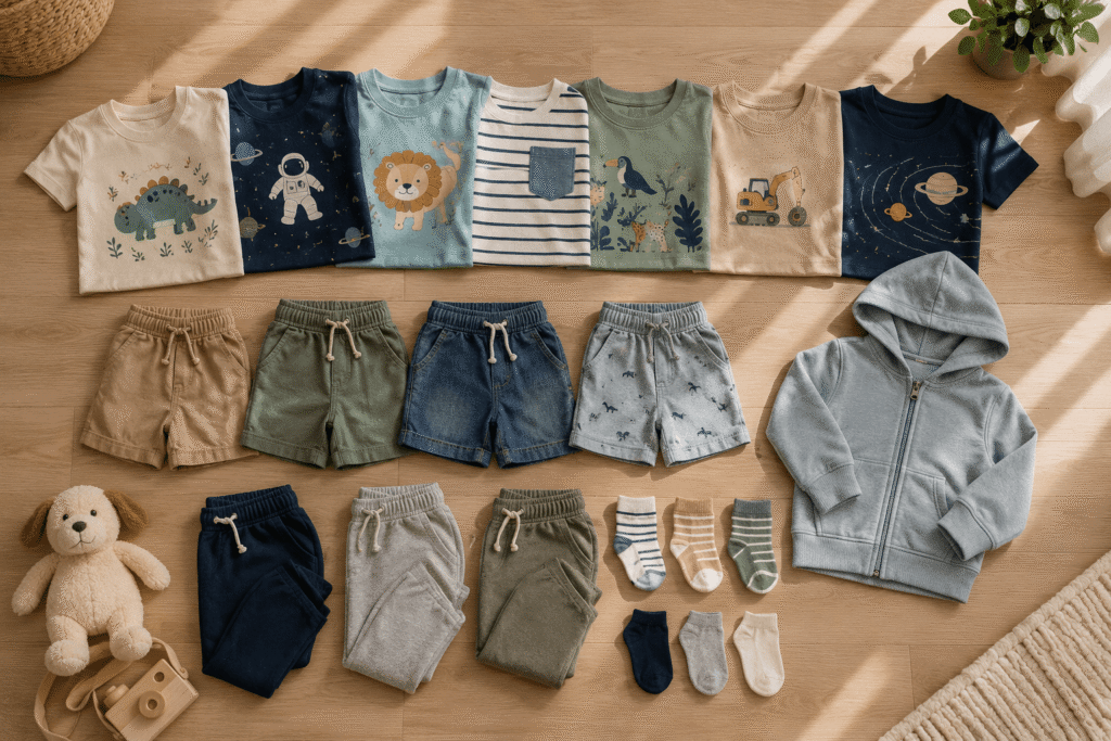Weekly capsule wardrobe essentials for young children