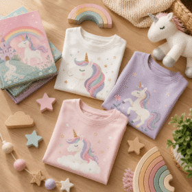 Premium cotton unicorn t-shirts for girls designed for everyday comfort, imagination, and confidence.